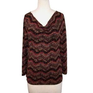 Coldwater Creek Shirt Top Small Cowl Neck Stretch Pullover Long Sleeve Blouse